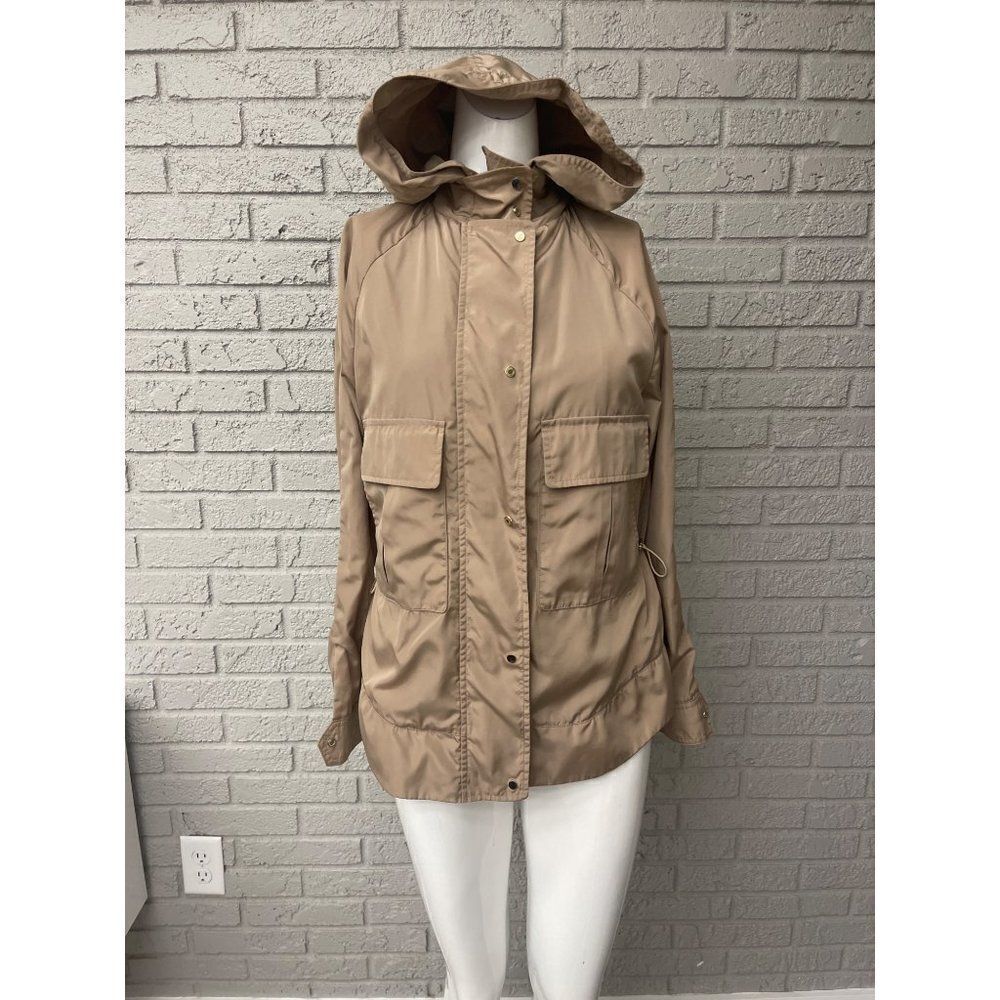 Zara Basic Tan Hooded Windbreaker Jacket Size XS